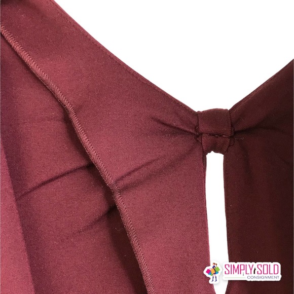 J. Mclaughlin Women A-Line Midi Dress Long Sleeve V-Neck Burgundy Bow Stretch S - Picture 7 of 10